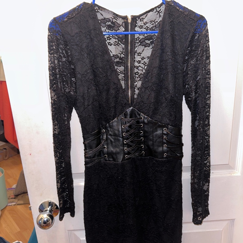 Bebe faux leather corset dress